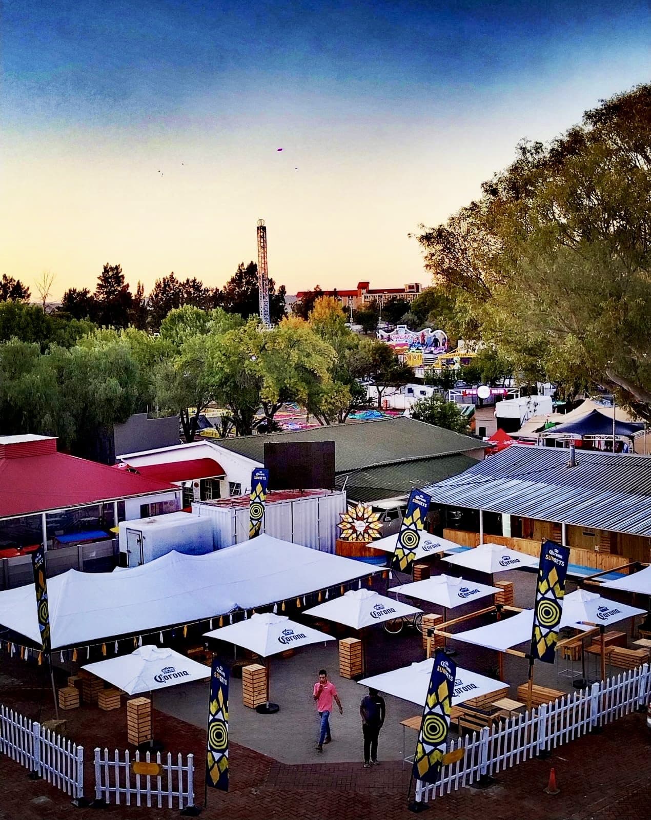 Festival grounds at dusk